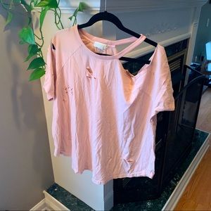 F21 distressed t-shirt light pink